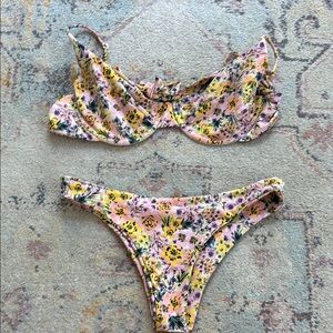 Skatie Floral Bikini - Pink and Yellow